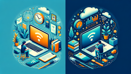 Wahl zwischen flachen Ethernet-Kabeln und WLAN für Sprachlerner, die Online-Ressourcen nutzen