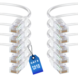 Mr. Tronic Cavo patch Ethernet Cat 6 — Confezione da 10 × 0,5 m, bianco