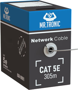 Mr. Tronic Cat 5e U/UTP bulk Ethernet cable, 305 m reel in box, grey