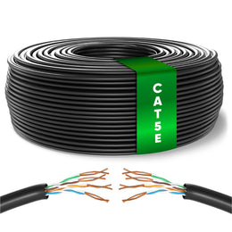 Mr. Tronic Cat 5e U/UTP bulk Ethernet cable on a reel, black