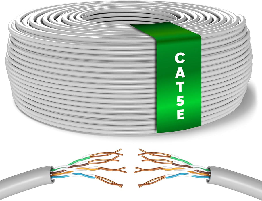 Mr. Tronic Cat 5e U/UTP bulk Ethernet cable on a reel, grey jacket, 100 m
