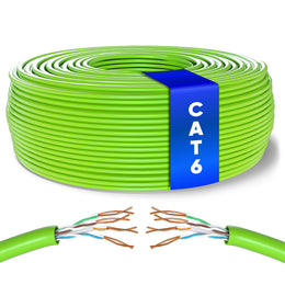 Mr. Tronic Cat 6 U/UTP bulk Ethernet cable on a reel, green jacket