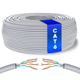 Mr. Tronic Cat 6 U/UTP bulk Ethernet cable on a reel, grey jacket