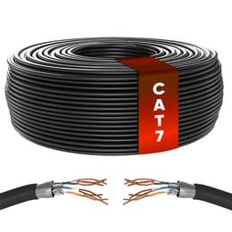 Mr. Tronic Cat 7 S/FTP bulk Ethernet cable on a reel, black
