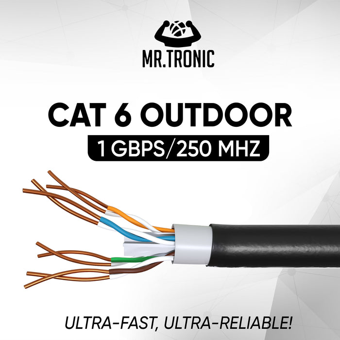 Mr. Tronic Cat 6 Outdoor Bulk Black